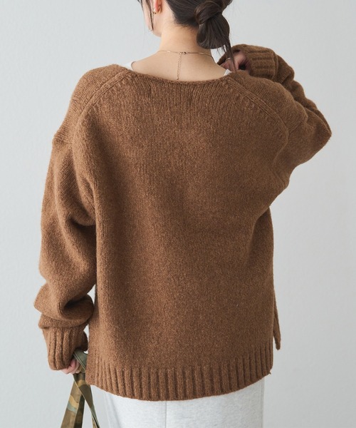 セール】アルパカ混深Vネックニットプルオーバー（ニット/セーター