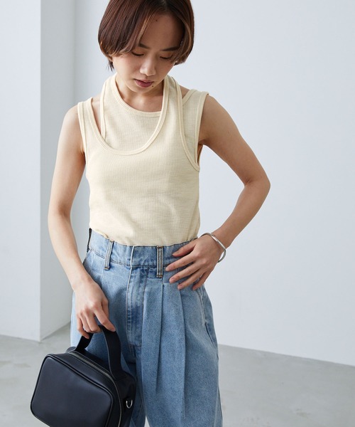 forksy.】カットリブ変形デザインタンクトップ forksy.│MONO-MART