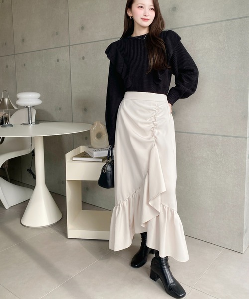 セール】【累計販売枚数2万枚突破！】ショルダーフリルニットプル