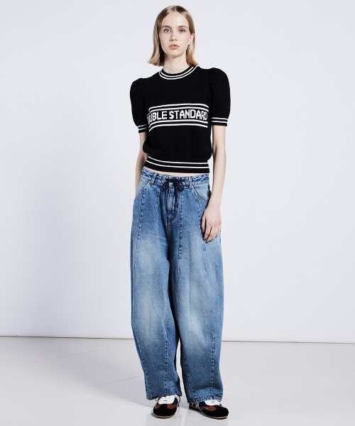 ダブルスタンダードクロージング ロゴジャガードニットトップス DOUBLE