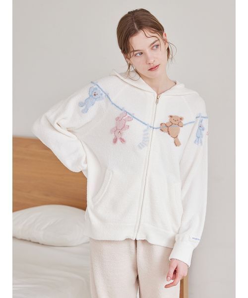 エアリーモコウォッシングアニマルジャガードパーカ（ルームウェア