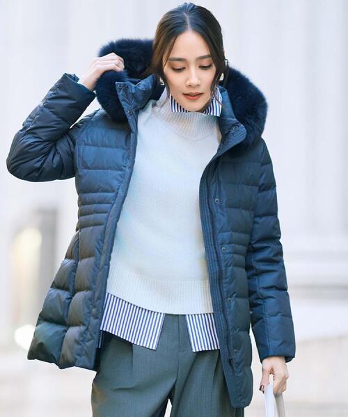 セール】【はっ水機能/フード取り外し可】ミディダウンコート（ダウン