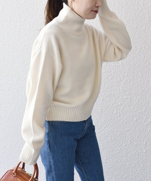 セール】*〈手洗い可能〉ウールカシミヤ センターシームタートルネック