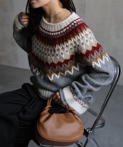 セール】ノルディック柄ニット/ニットプルオーバー（ニット/セーター