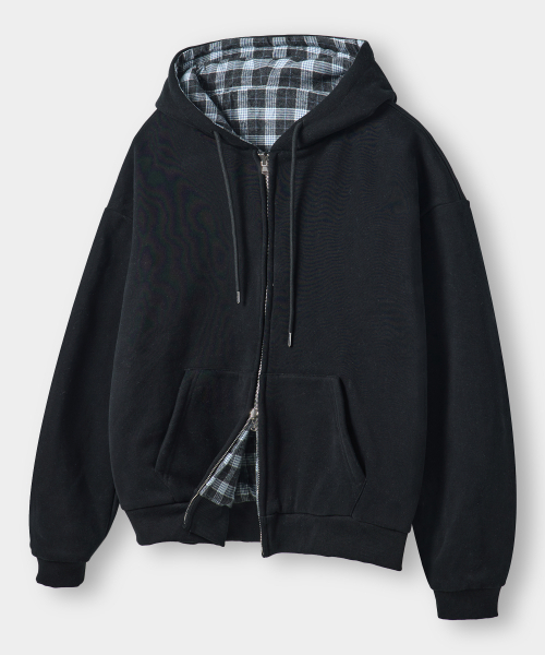 VLAD リバーシブルロゴフードジップアップ_ブラック（パーカー