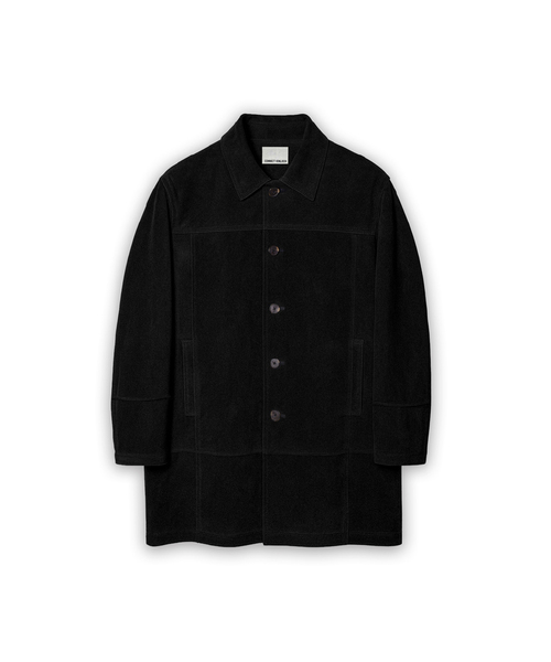 セール】[リアルレザー] 切り替えディテールスエードカコート