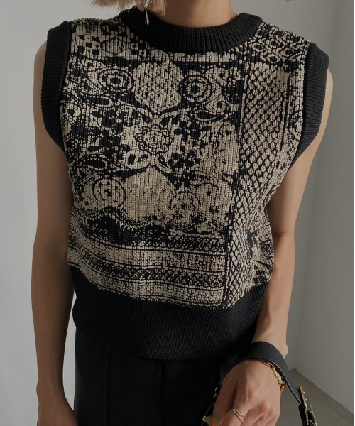 Ameri（アメリ）の「2WAY LACE PAINTING KNIT TOP（ニット/セーター