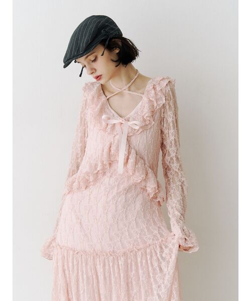 ラッフルフリルレースロングワンピース（ワンピース）｜jouetie