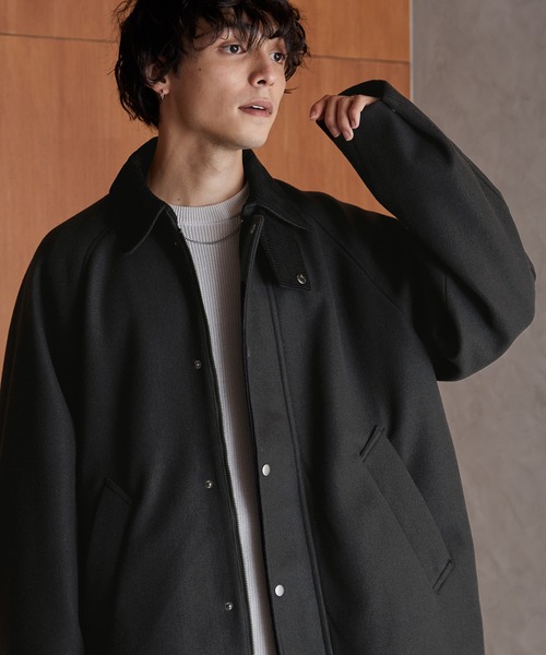 オーバーサイズ テックメルトン コーデュロイ襟ハンティングジャケット