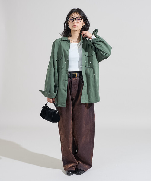 セール】ペイント加工 シャツジャケット＜セットアップ対応＞（デニム