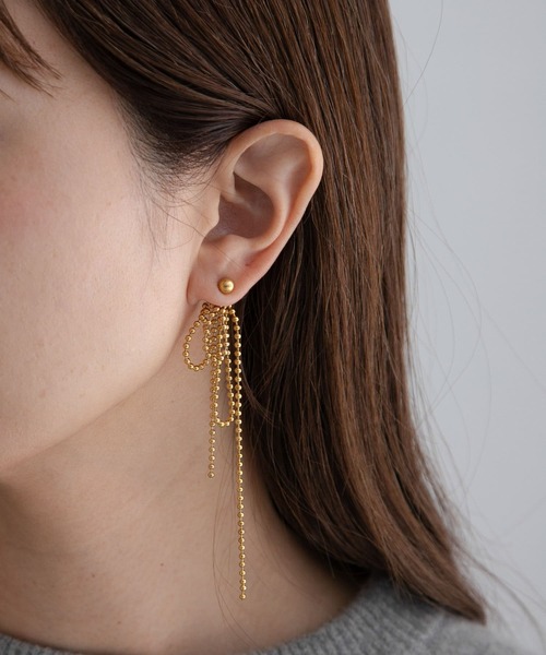 セール】ステンレススウィングボールチェーンピアス（ピアス（両耳用