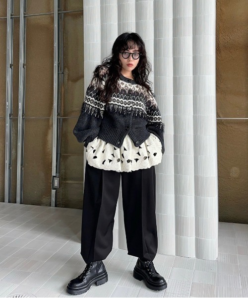 Ameri（アメリ）の「UND 2WAY LADY NORDIC KNIT CARDIGAN