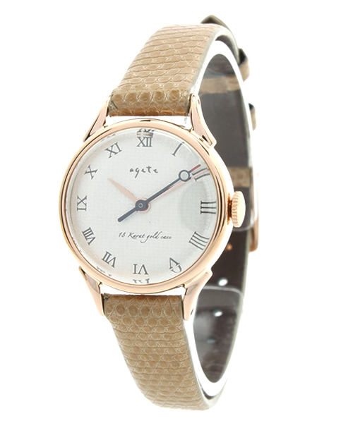 agete（アガット）の「18金ゴールド革ベルトウォッチ 【AGK18時計