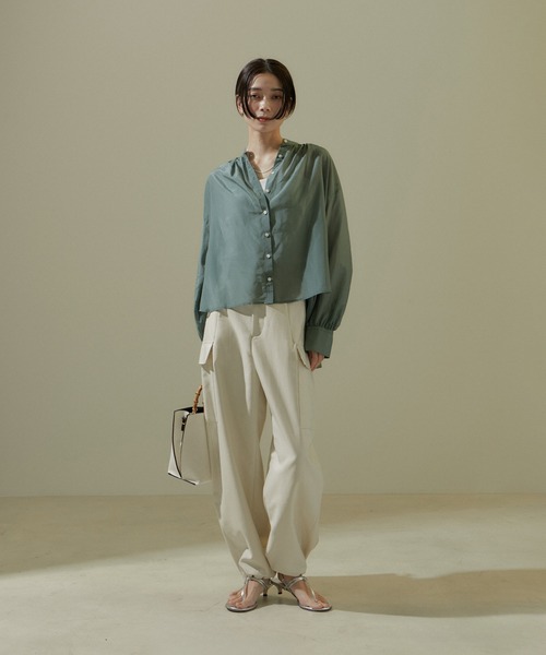 ZOZOTOWN限定】コットンシルクシアーギャザーブラウス（シャツ