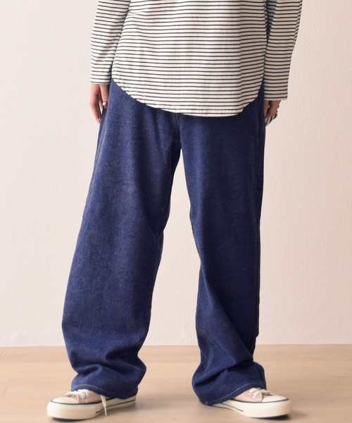 両面起毛デニムワイドパンツ 股下68cm丈（デニムパンツ）｜.WORKS