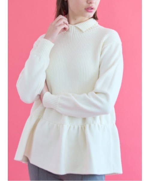 ニット 「SONO/ソーノ」ティアードペプラム3Dニットプルオーバー