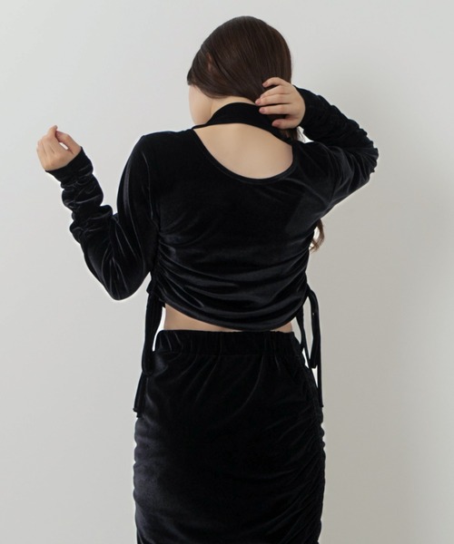 SENEE（セニー）の「ribbon velour tops（リボンベロアトップス）（T