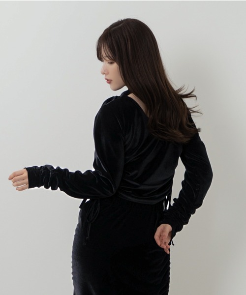 SENEE（セニー）の「ribbon velour tops（リボンベロアトップス）（T