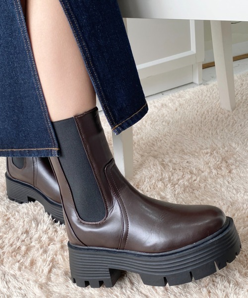 セール】【累計販売数2万足突破！】厚底サイドゴアブーツ（ブーツ