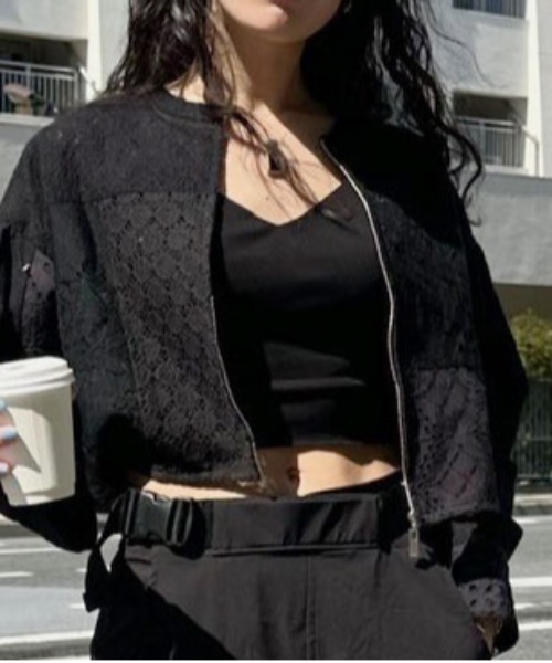 セール】2WAY PATCHWORK LACE ZIP TOP（その他トップス）｜Ameri