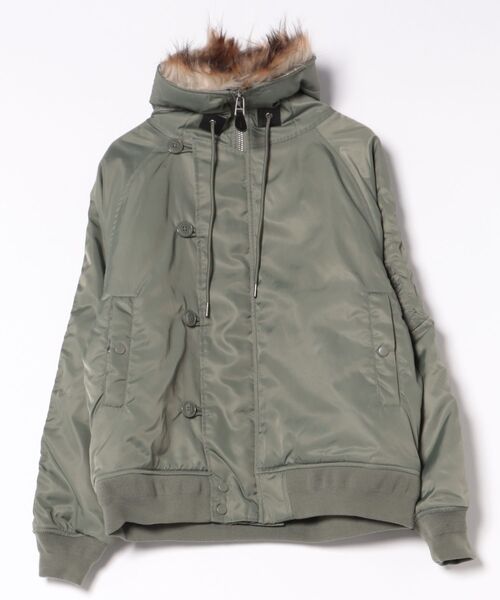 ナイロンツイル 中綿入り フードファー N-2B フライトジャケット