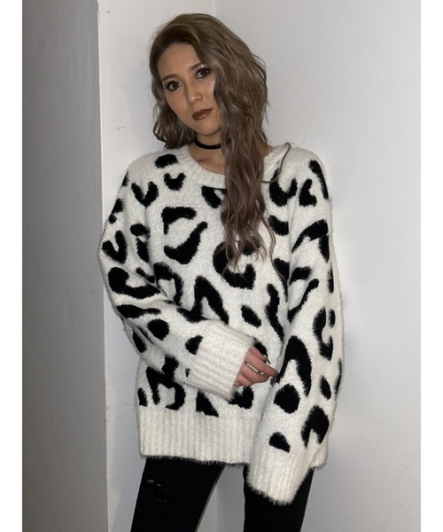 EGOIST（エゴイスト）の「ヒョウ柄シャギーニットトップス（ニット