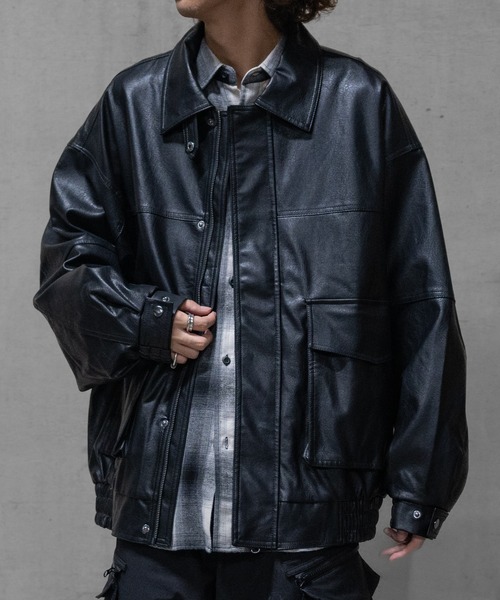 セール】【13】PUレザー A-2タイプ 2WAYジャケット（ミリタリー