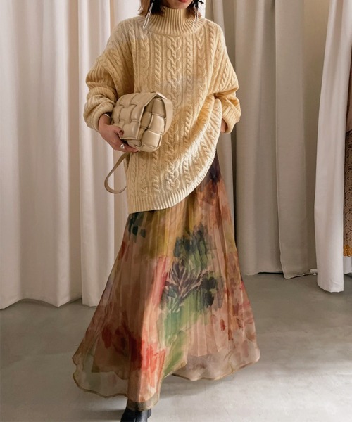 Ameri（アメリ）の「TIE-DYE CABLE KNIT TOP（ニット/セーター）」 - WEAR