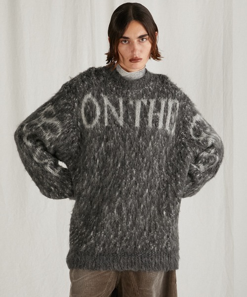 セール】ロゴメランジシャギーニット / Logo Melange Shaggy Knit