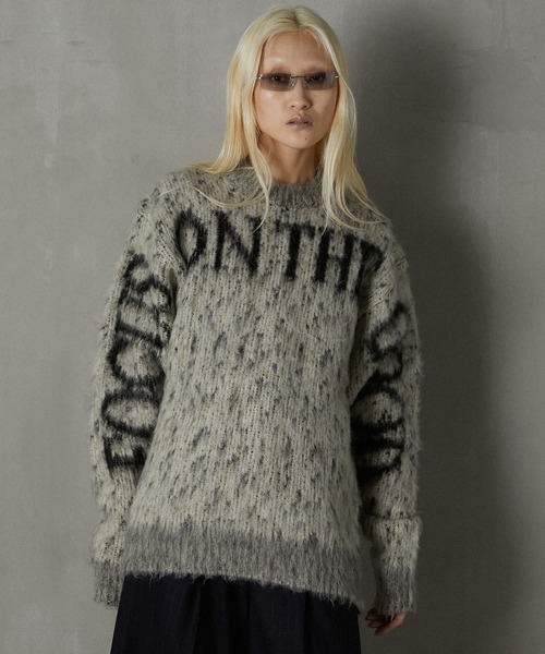 セール】ロゴメランジシャギーニット / Logo Melange Shaggy Knit
