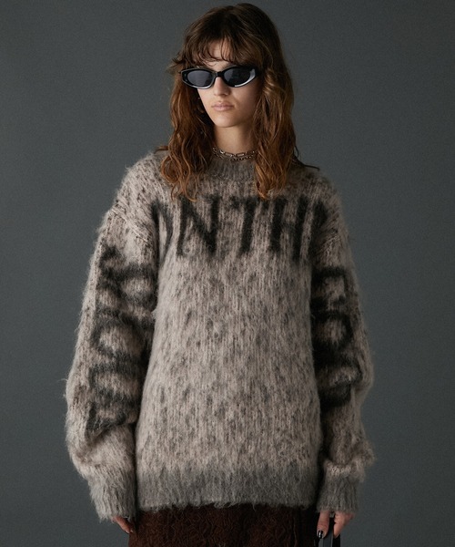 セール】ロゴメランジシャギーニット / Logo Melange Shaggy Knit