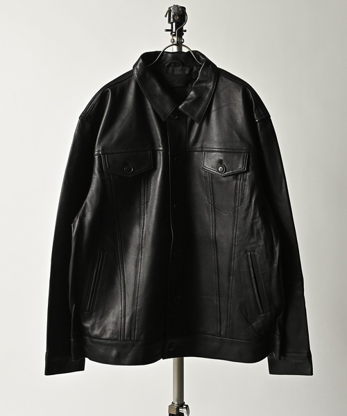 ADAMPATEK/アダムパテック】lamb leather trucker jacket/ラムレザー
