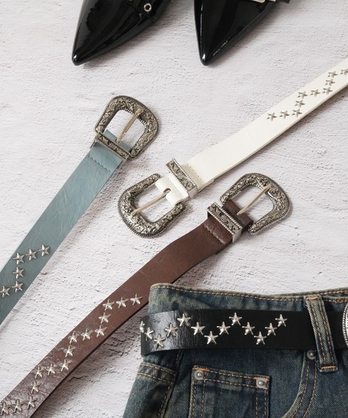 SORUTT / ソルト 】 スター スタッズ シルバーバックル ベルト