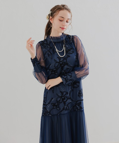 フェザーフラワーチュールドレス 結婚式お呼ばれワンピース