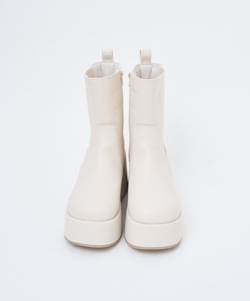 マイナス3キロ見え】サイドゴアボリュームソールショートブーツ
