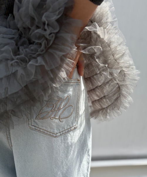 HONEY MI HONEY（ハニーミーハニー）の「tulle peplum polo knit