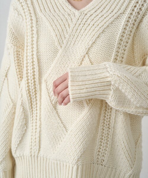 セール】ケーブルVニット（ニット/セーター）｜LOUNGEDRESS（ラウンジ
