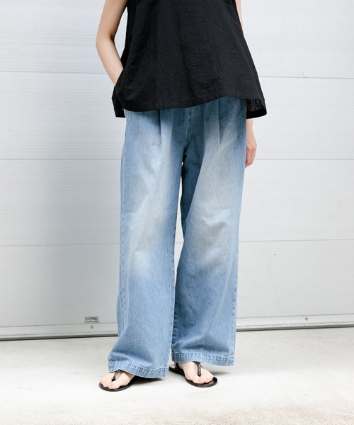 かぐれ（カグレ）の「フェードデニムイージーパンツ（デニムパンツ