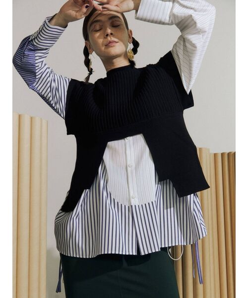 UN3D.（アンスリード）の「ウェーブラインギャザーシャツ（シャツ