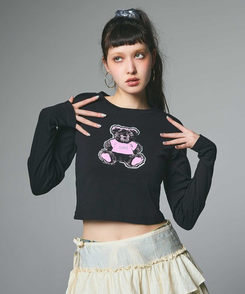 セール】STUFFED BEAR L/S BABY TEE（Tシャツ/カットソー）｜X-girl
