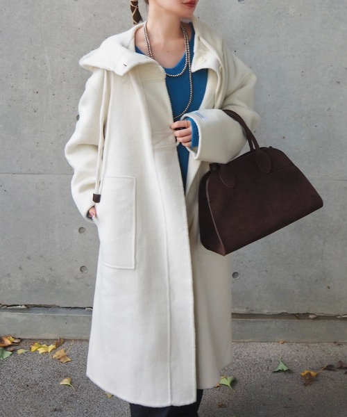 hooded duffle long coat /スタンドカラーフーデットロングダッフル