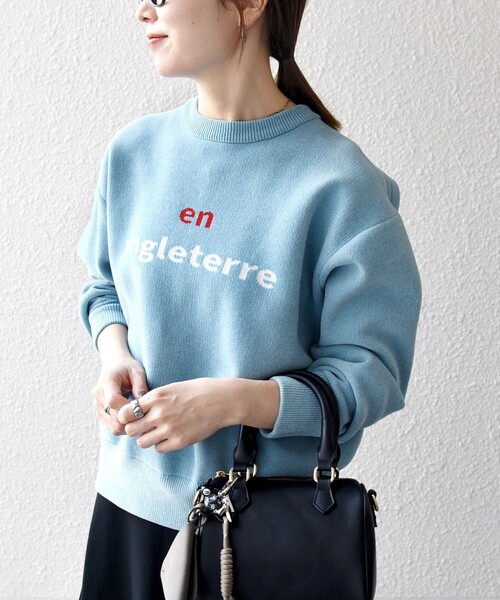 セール】SHIPS any:〈手洗い可能〉モールヤーン クルーネック ロゴ