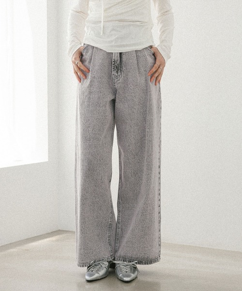 Heather（ヘザー）の「ハイウエストデニムワイドパンツ2 250170