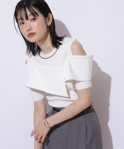 Mystrada（マイストラーダ）の「5分袖ビックカラーニット（ニット