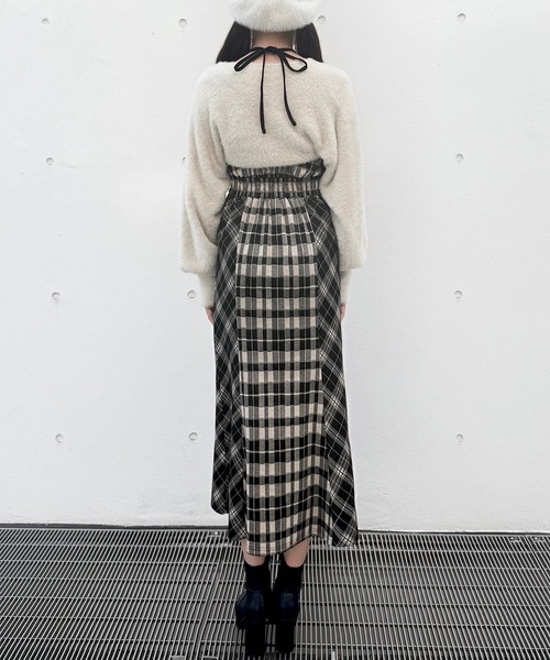 セール】シャギーボレロロングチェックワンピース（ワンピース