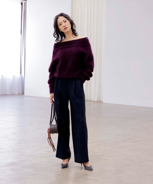 セール】フォックスカシミヤ オフショルダープルオーバー（ニット