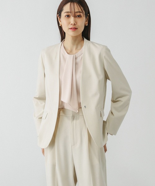 セール】ウツクシルエットノーカラージャケット/133613（ノーカラー