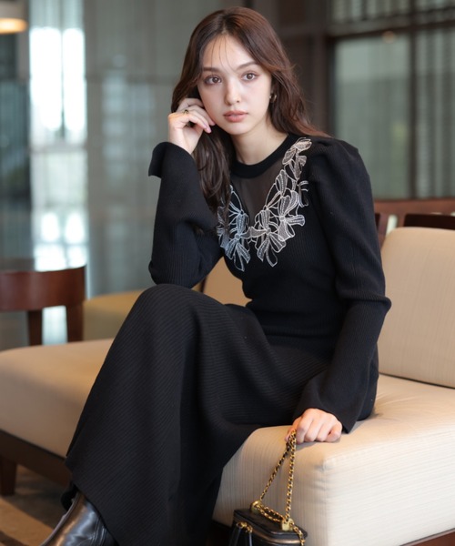 Rirandture（リランドチュール）の「デコルテリボンドッキングニット