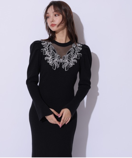 Rirandture（リランドチュール）の「デコルテリボンドッキングニット