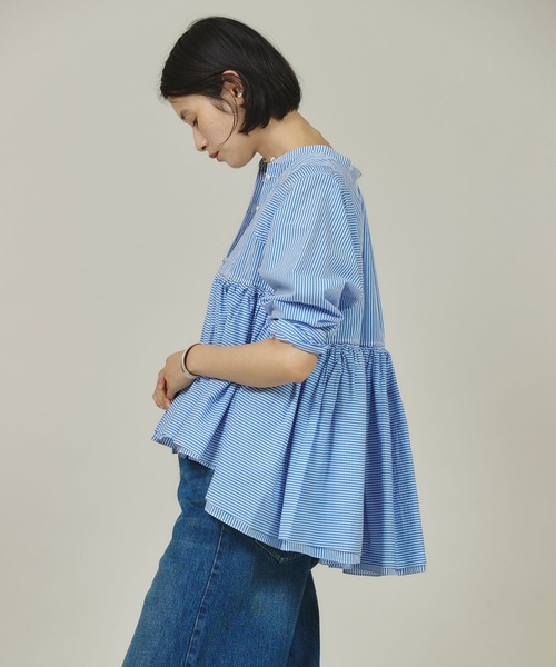 Curensology(カレンソロジー)/ストライプレイヤードギャザーブラウス